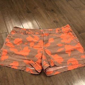 LOFT brown and pink floral shorts